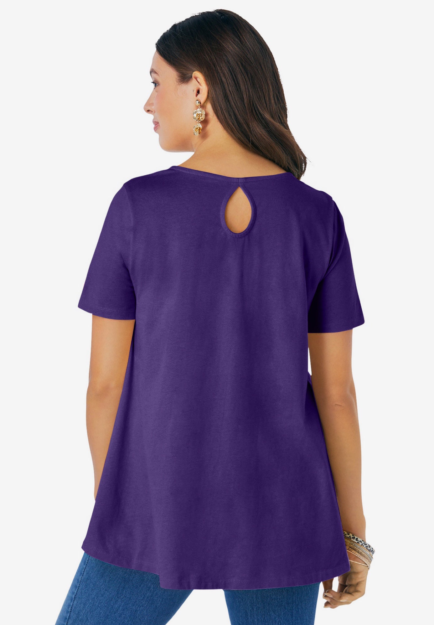 Plus Size Ultimate Cotton Crewneck Short Sleeve Swing Tee image number 1