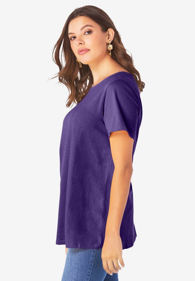 Plus Size Ultimate Cotton Crewneck Short Sleeve Swing Tee image number 2