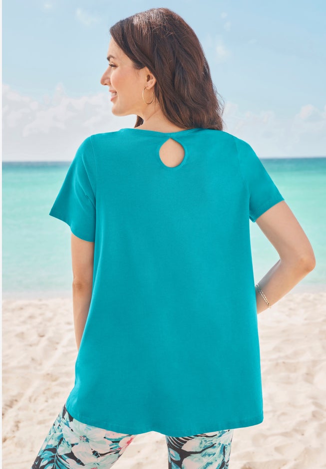 Plus Size Cotton Ultimate Swing Tee with Keyhole Back image number 1