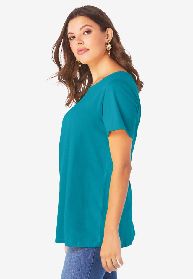 Plus Size Cotton Ultimate Swing Tee with Keyhole Back image number 2