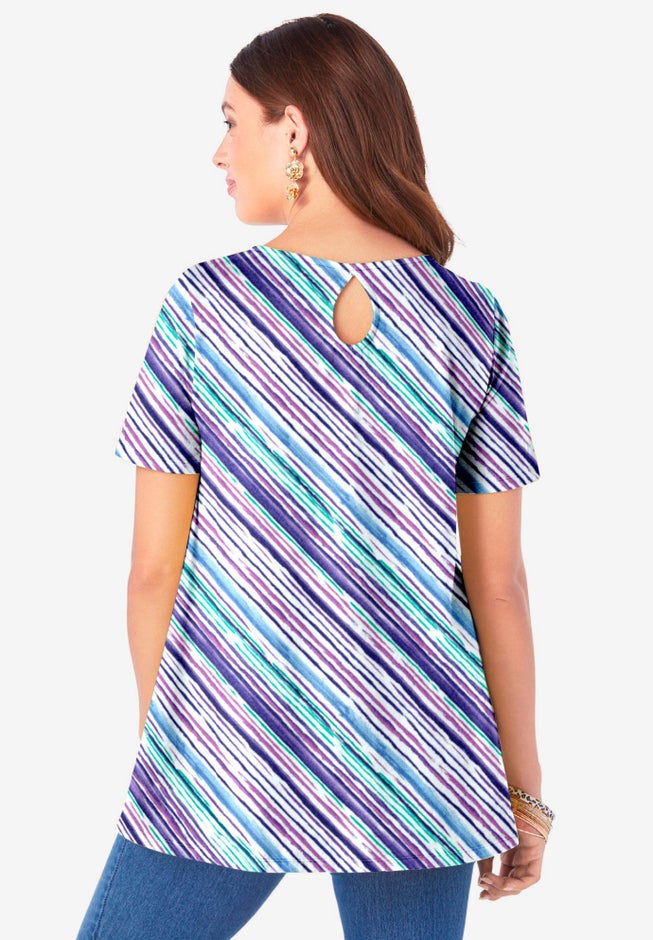 Plus Size Cotton Ultimate Swing Tee with Keyhole Back image number 1