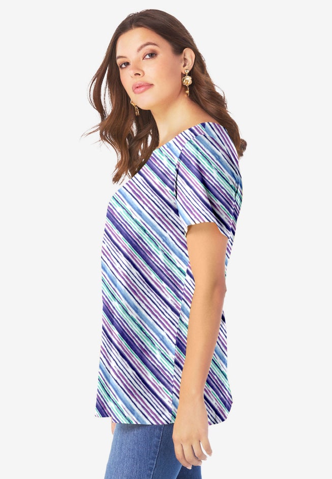 Plus Size Cotton Ultimate Swing Tee with Keyhole Back image number 2