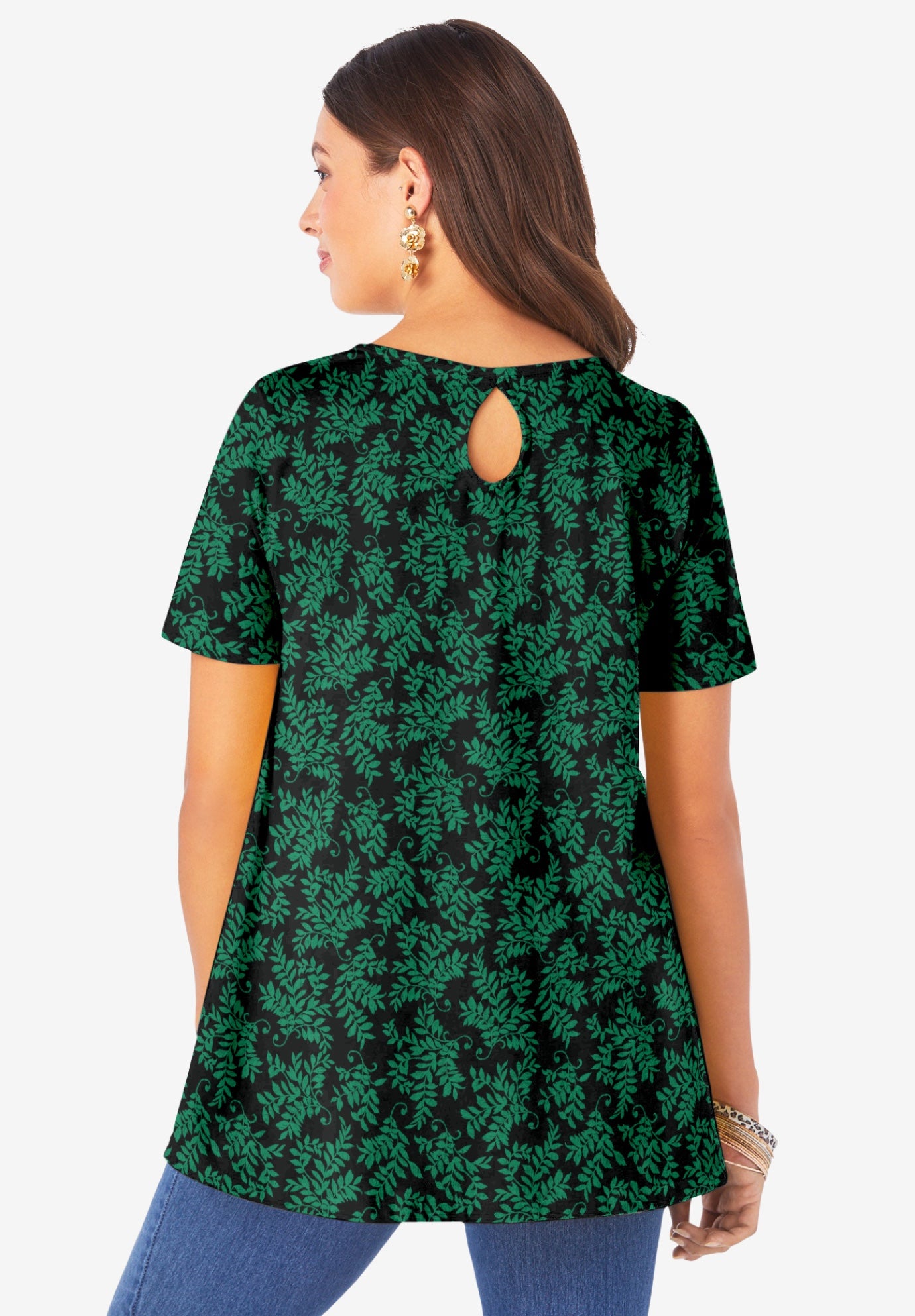 Plus Size Cotton Ultimate Swing Tee with Keyhole Back image number 1