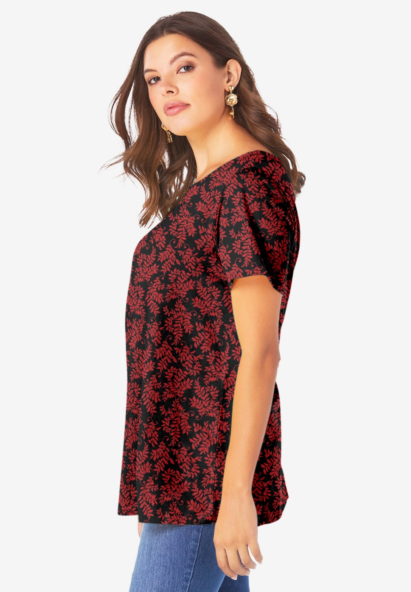 Plus Size Cotton Ultimate Swing Tee with Keyhole Back image number 2