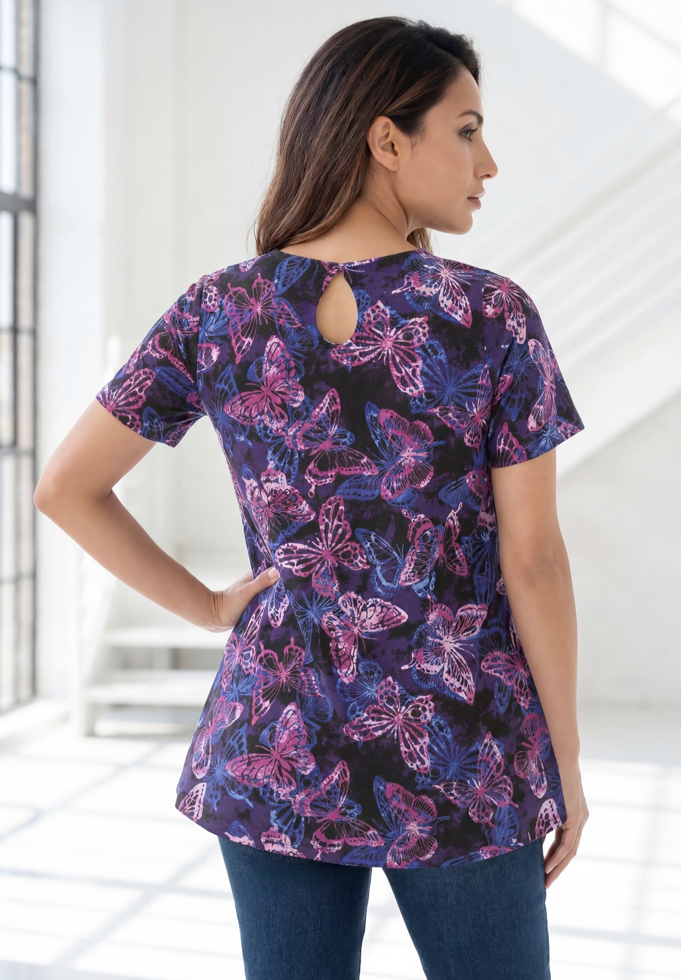 Plus Size Ultimate Cotton Crewneck Short Sleeve Swing Tee image number 1