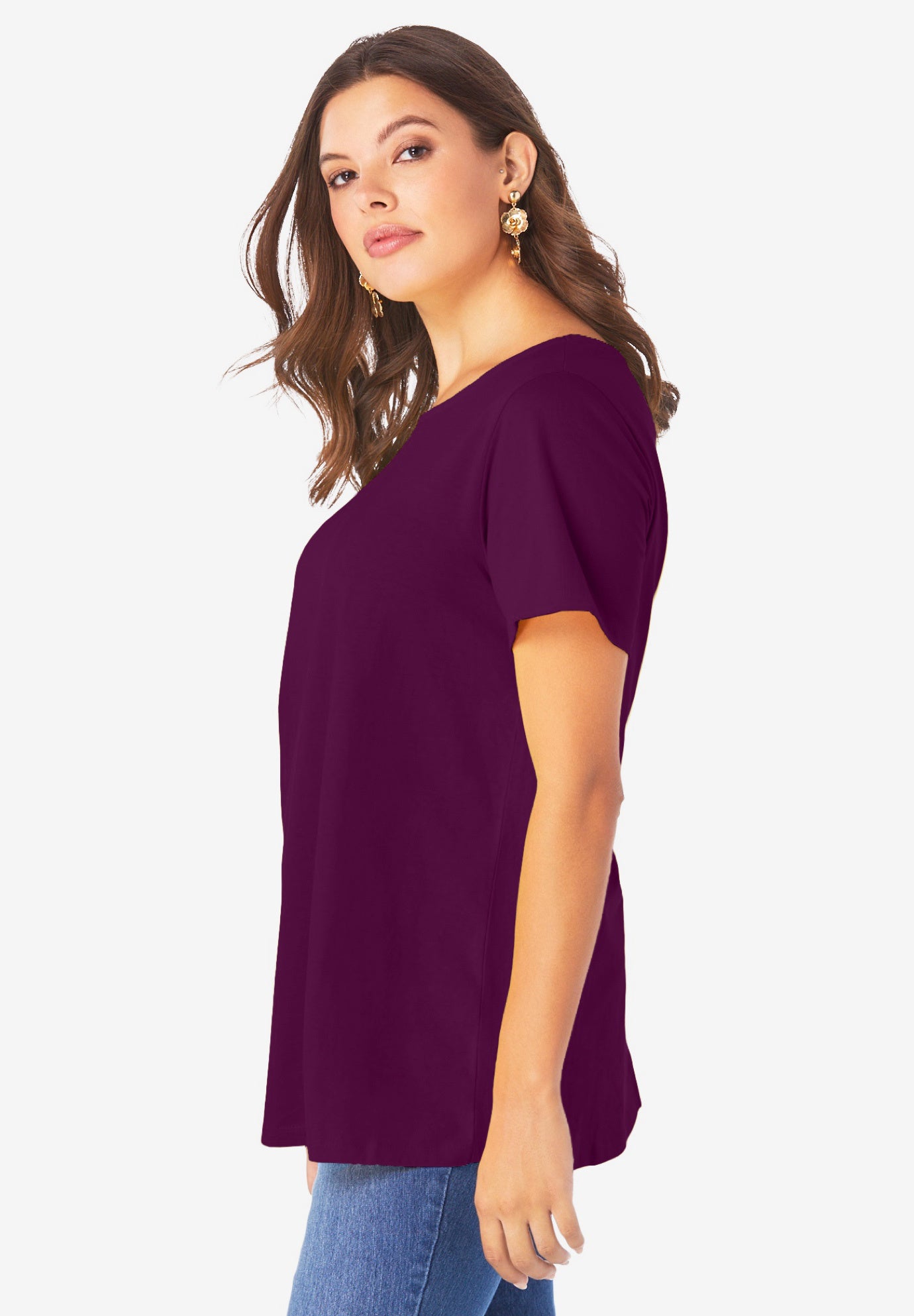 Plus Size Cotton Ultimate Swing Tee with Keyhole Back image number 2