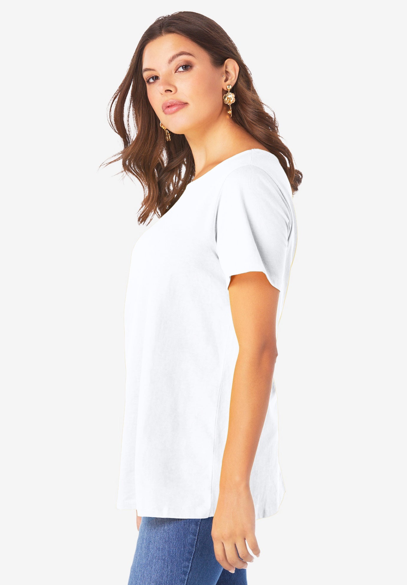 Plus Size Cotton Ultimate Swing Tee with Keyhole Back image number 2