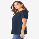 Plus Size Ultimate Cotton Crewneck Short Sleeve Swing Tee image number null