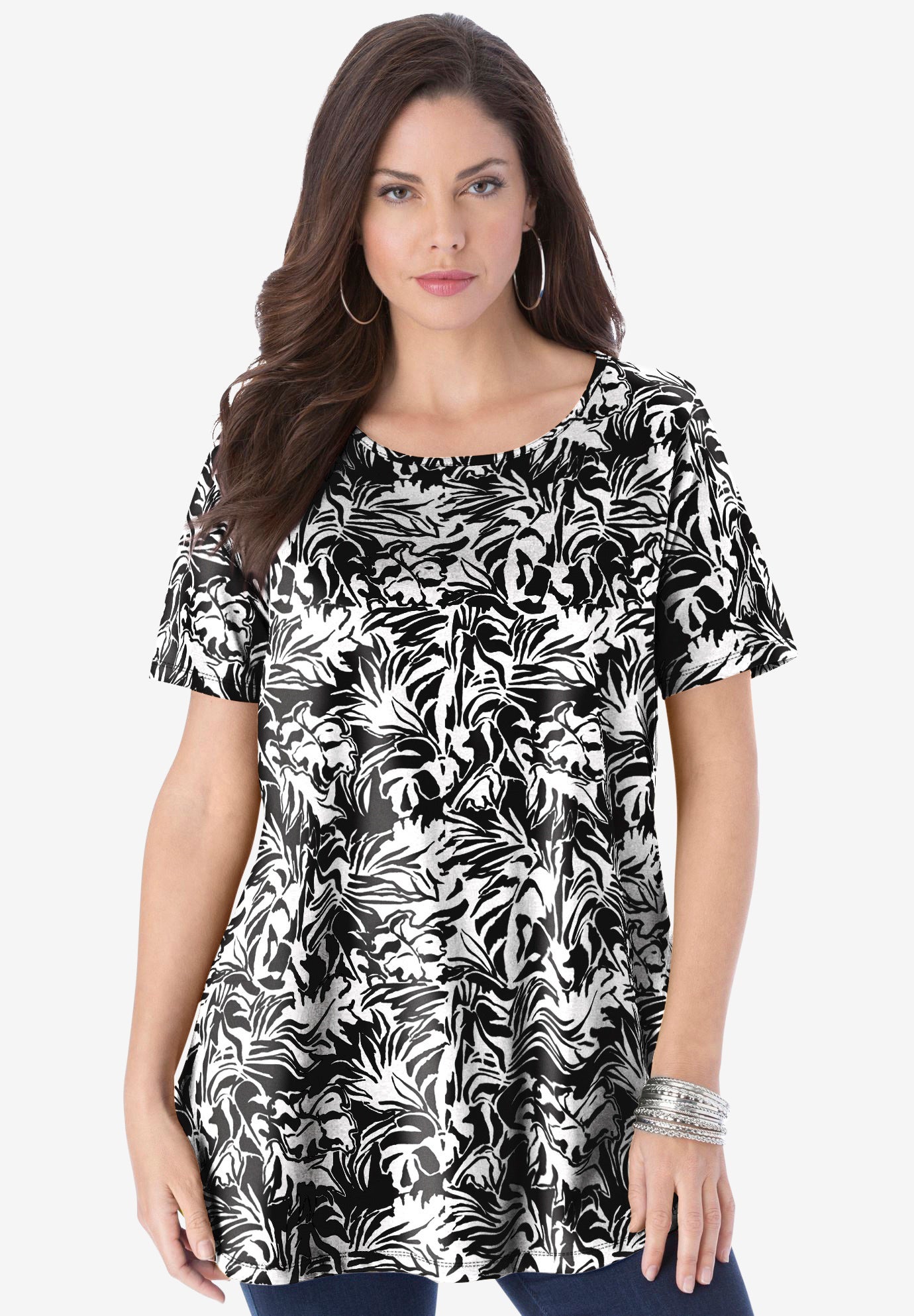 Plus Size Ultimate Cotton Crewneck Short Sleeve Swing Tee image number 0