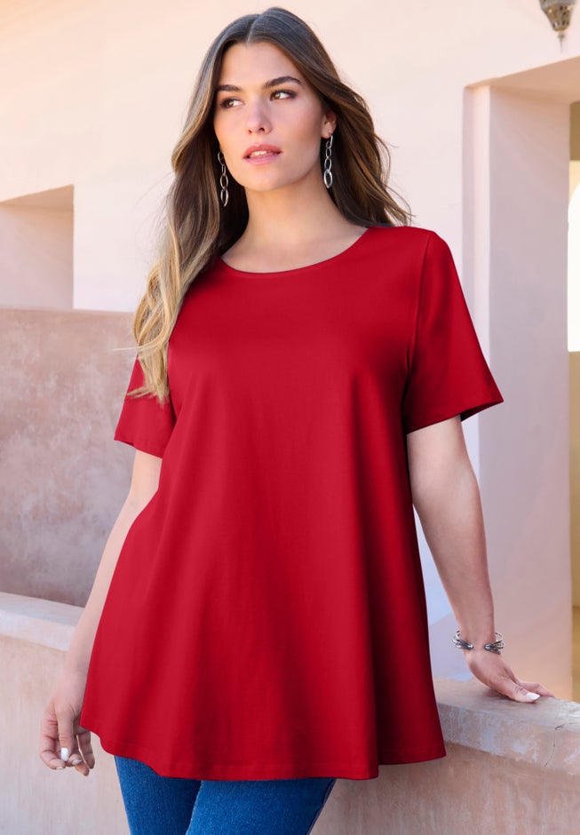 Plus Size Cotton Ultimate Swing Tee with Keyhole Back image number 0