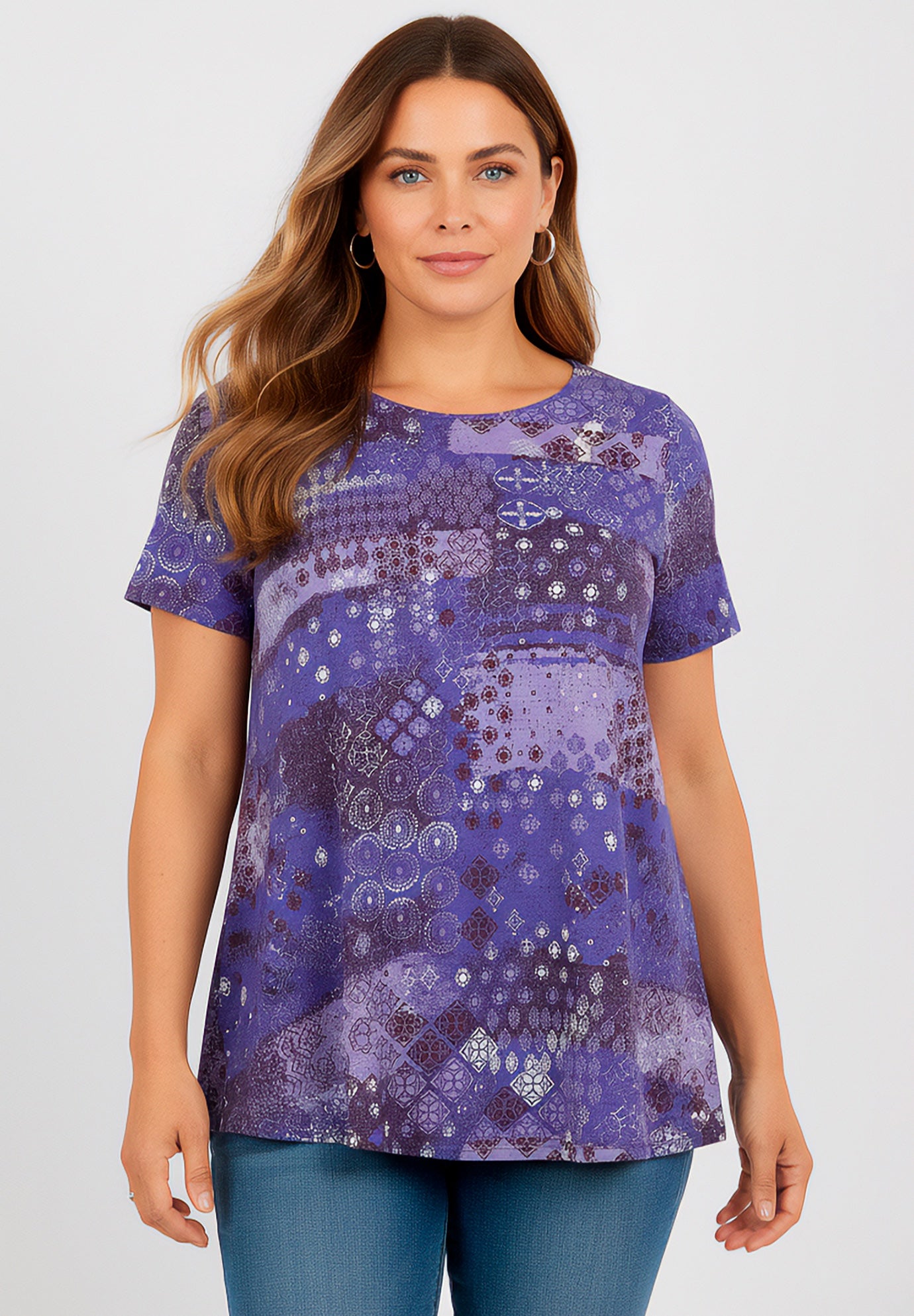 Plus Size Cotton Ultimate Swing Tee with Keyhole Back image number 1