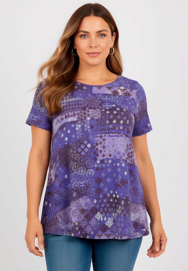 Plus Size Cotton Ultimate Swing Tee with Keyhole Back image number 1