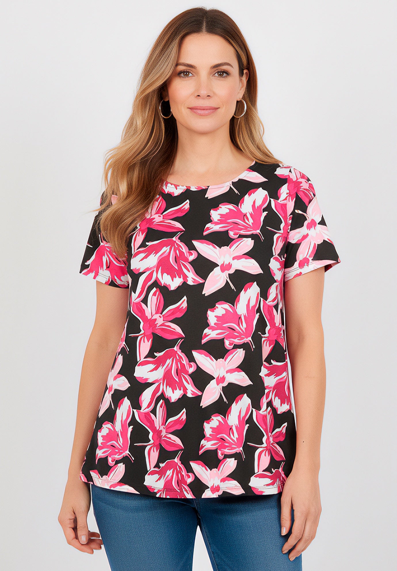 Plus Size Cotton Ultimate Swing Tee with Keyhole Back image number 0