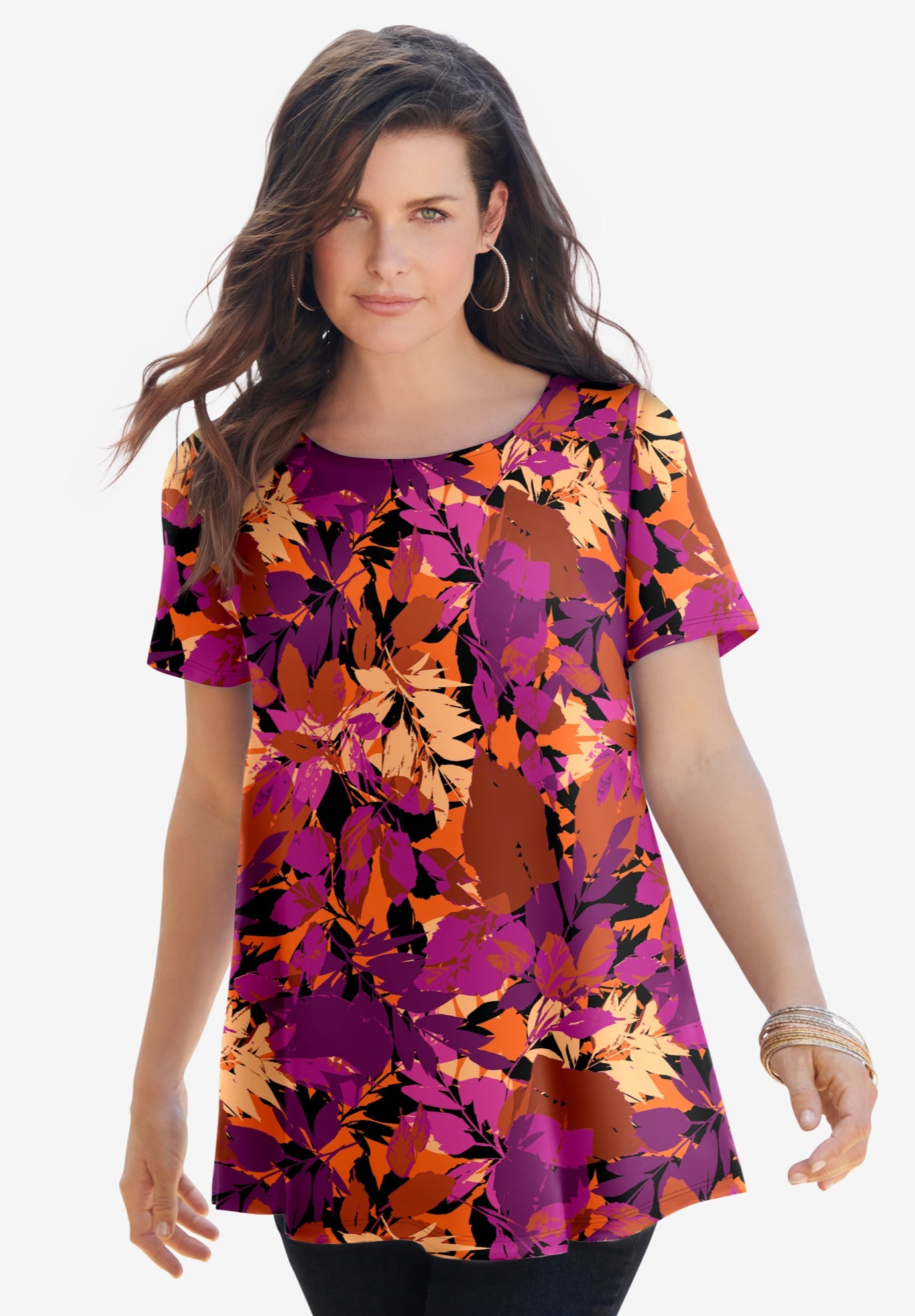 Plus Size Cotton Ultimate Swing Tee with Keyhole Back image number 0