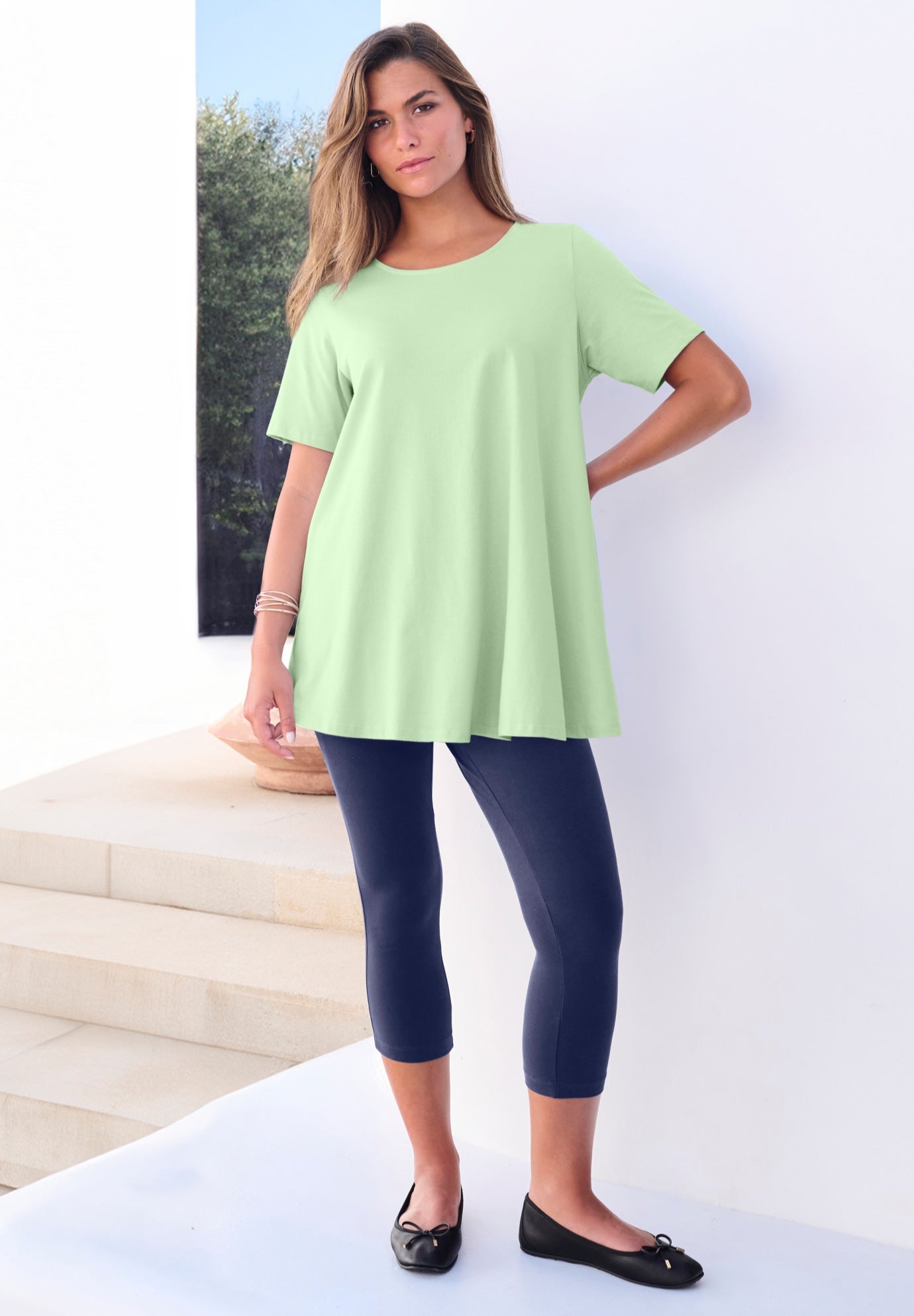 Plus Size Cotton Ultimate Swing Tee with Keyhole Back image number 0