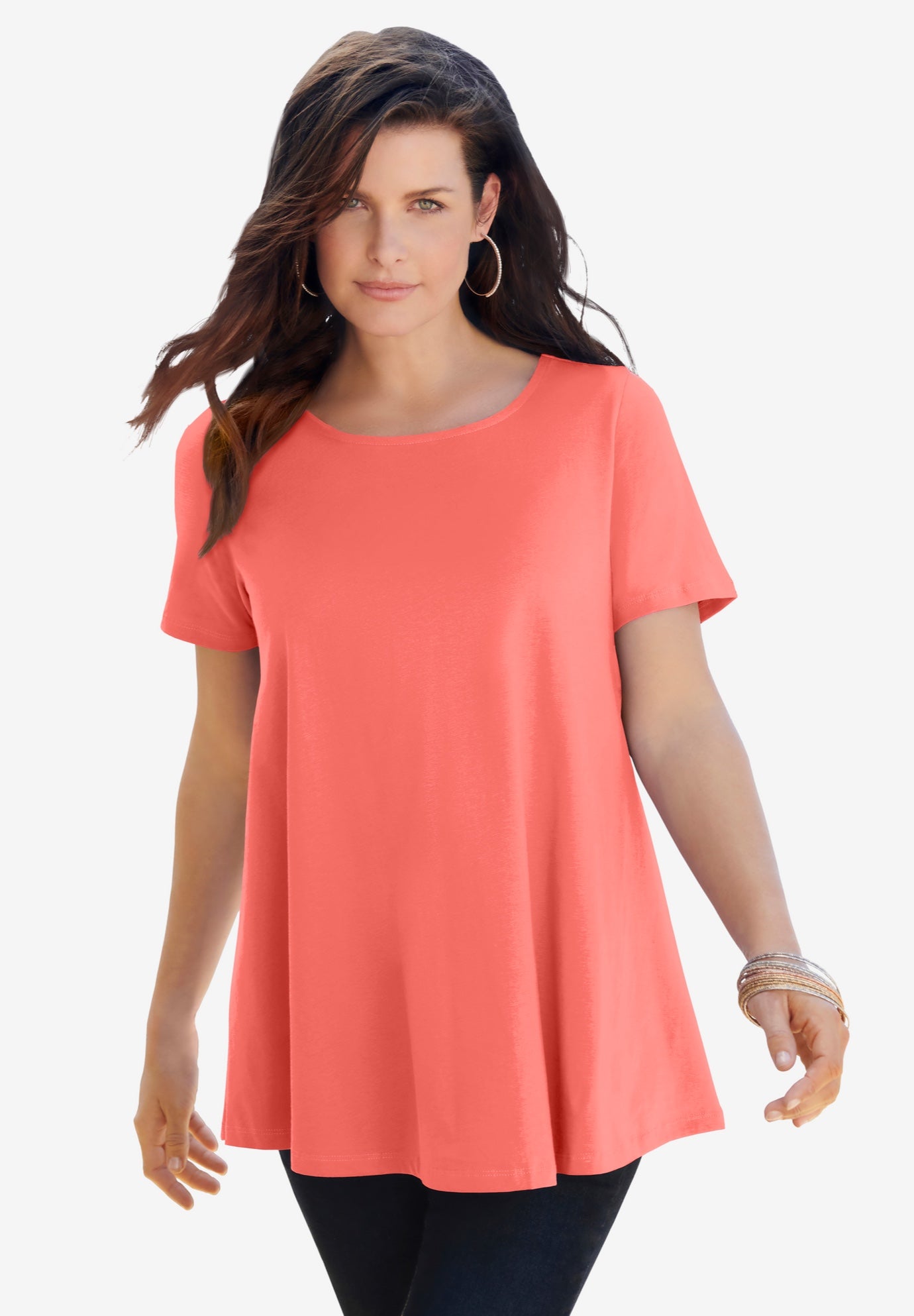 Plus Size Ultimate Cotton Crewneck Short Sleeve Swing Tee image number 0