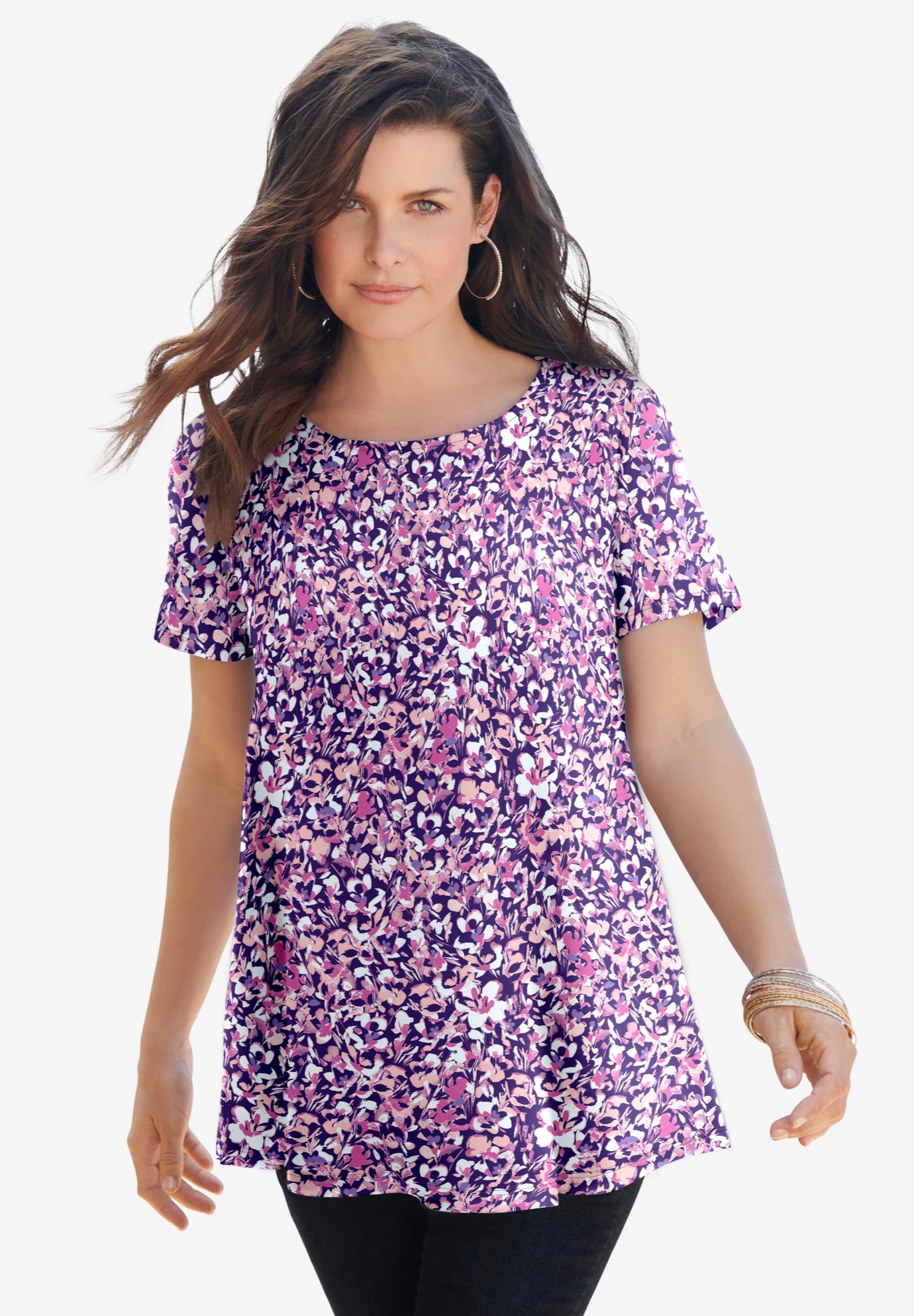 Plus Size Cotton Ultimate Swing Tee with Keyhole Back image number 0