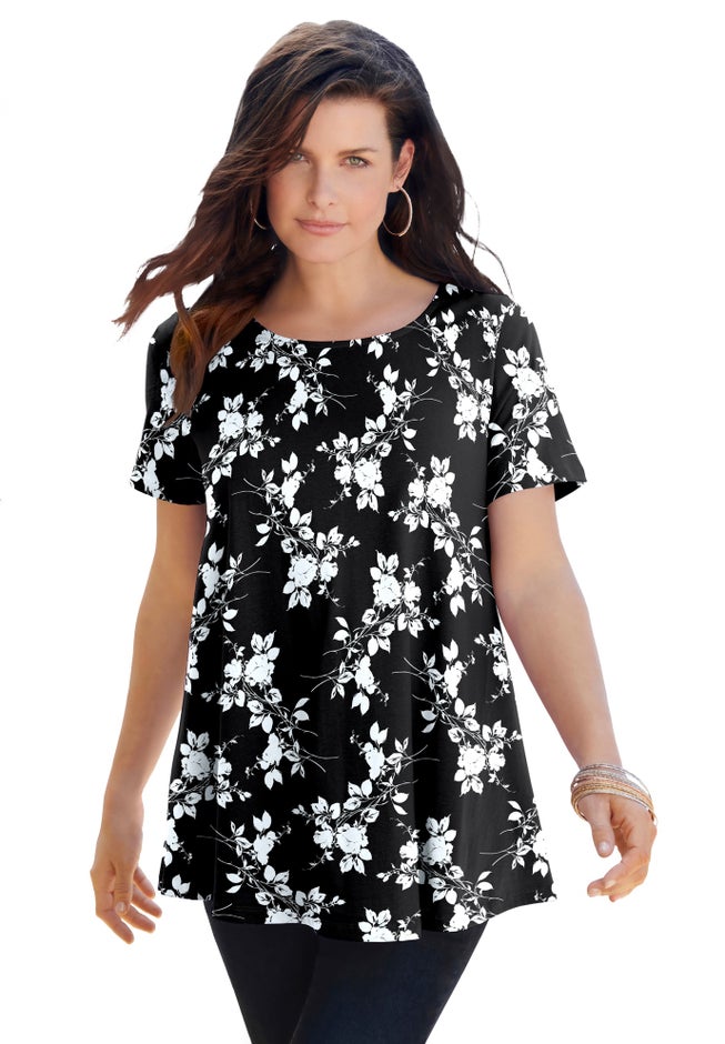 Plus Size Cotton Ultimate Swing Tee with Keyhole Back image number 2