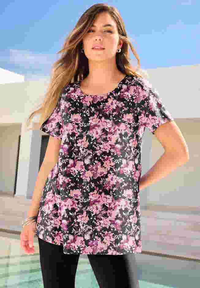 Plus Size Cotton Ultimate Swing Tee with Keyhole Back image number 0