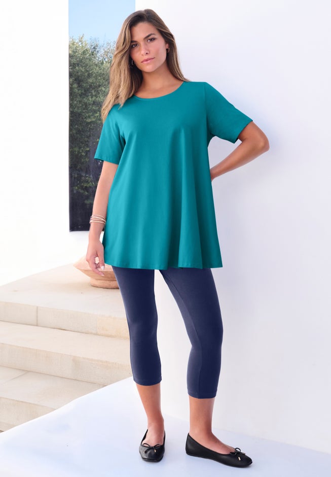 Plus Size Cotton Ultimate Swing Tee with Keyhole Back image number 0