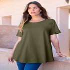 Plus Size Ultimate Cotton Crewneck Short Sleeve Swing Tee image number null