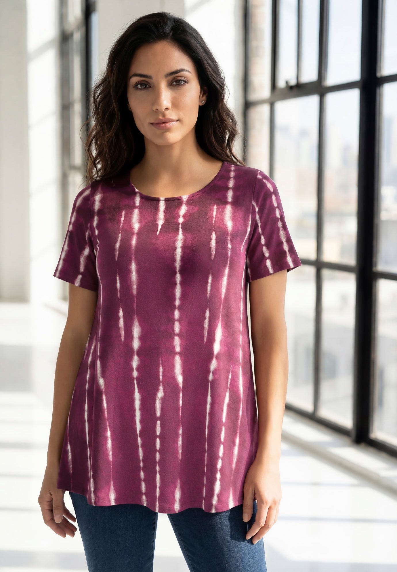Plus Size Ultimate Cotton Crewneck Short Sleeve Swing Tee image number 0