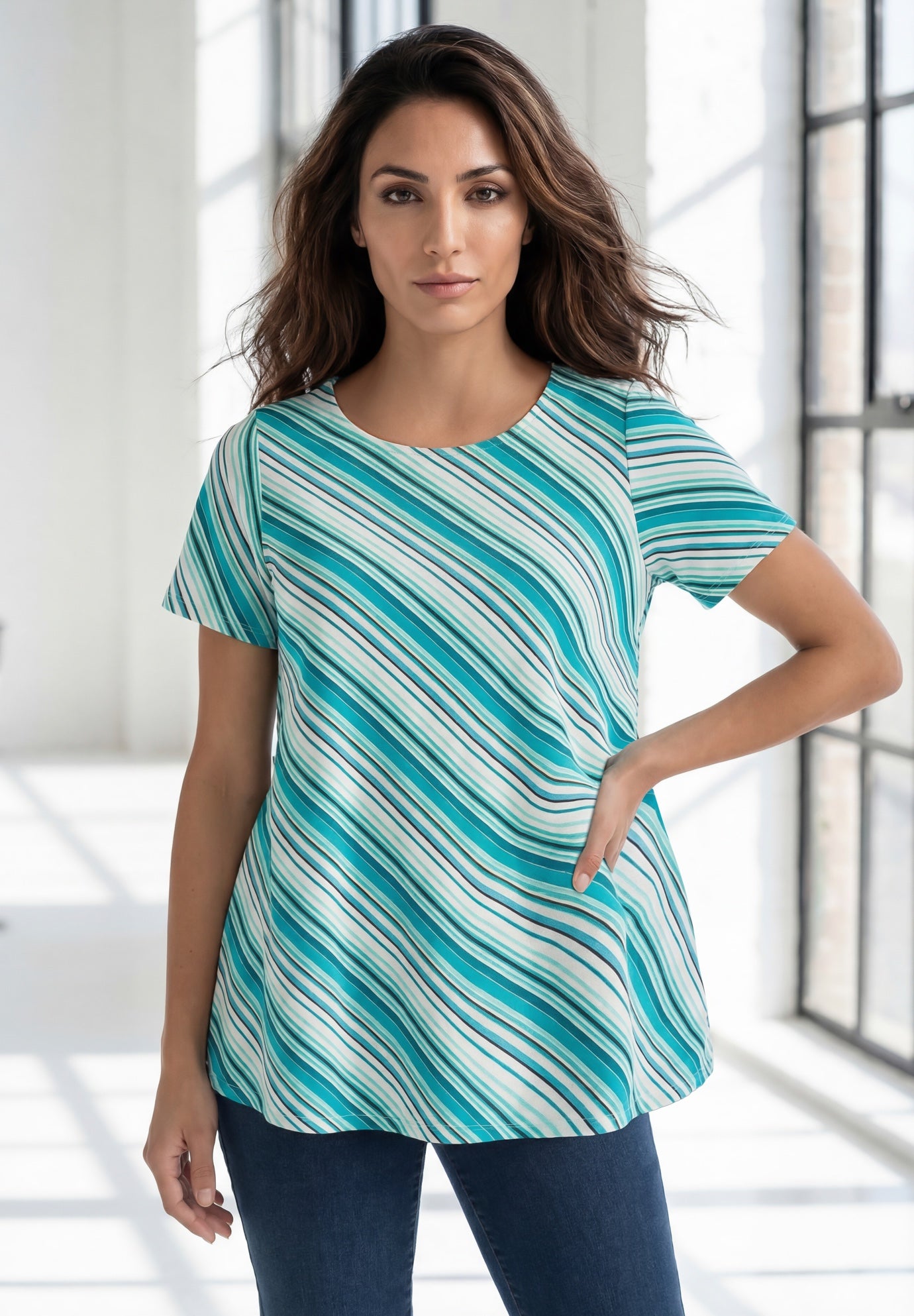 Plus Size Ultimate Cotton Crewneck Short Sleeve Swing Tee image number 0