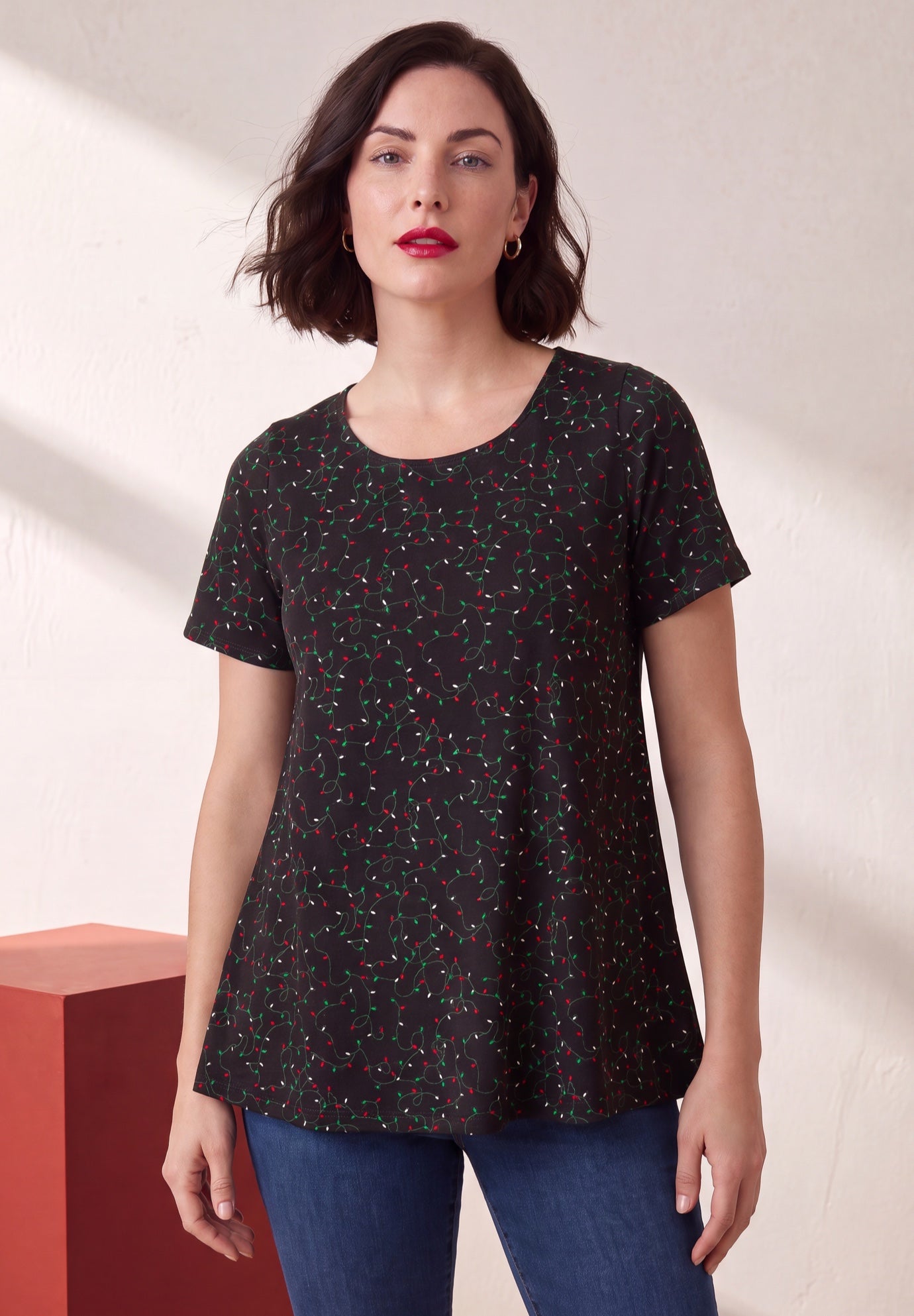 Plus Size Ultimate Cotton Crewneck Short Sleeve Swing Tee image number 0