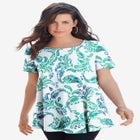 Plus Size Cotton Ultimate Swing Tee with Keyhole Back image number null