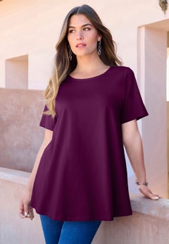 Plus Size Ultimate Cotton Crewneck Short Sleeve Swing Tee