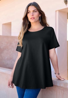 Plus Size Ultimate Cotton Crewneck Short Sleeve Swing Tee