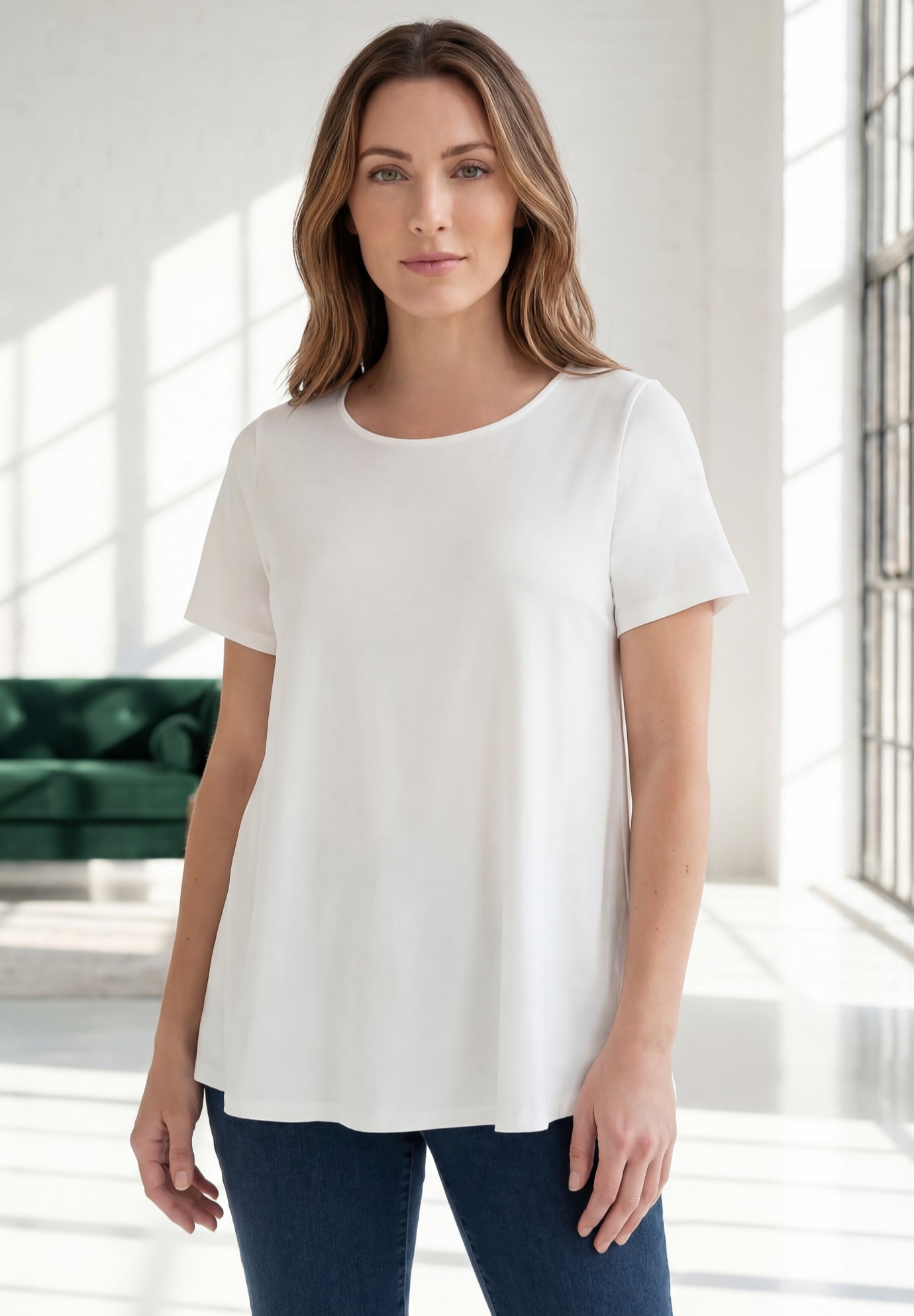 Plus Size Ultimate Cotton Crewneck Short Sleeve Swing Tee image number 0