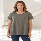 Plus Size Ultimate Cotton Crewneck Short Sleeve Swing Tee image number null