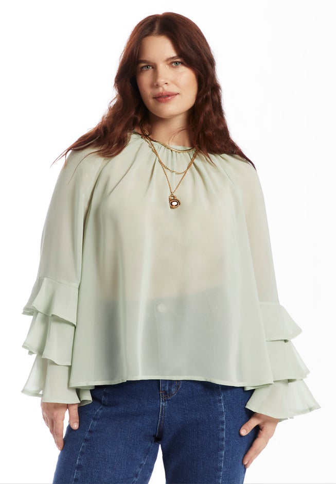 Ruffled Chiffon Blouse image number 1