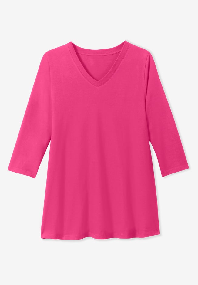 Perfect Three-Quarter Sleeve V-Neck Tunic image number 4