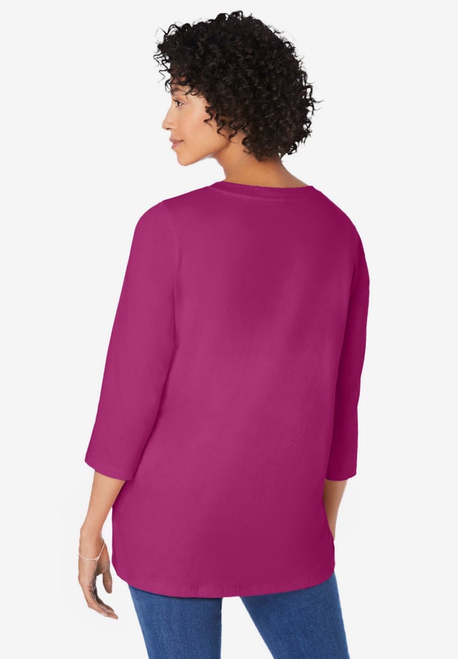 Perfect Three-Quarter Sleeve V-Neck Tunic image number 1