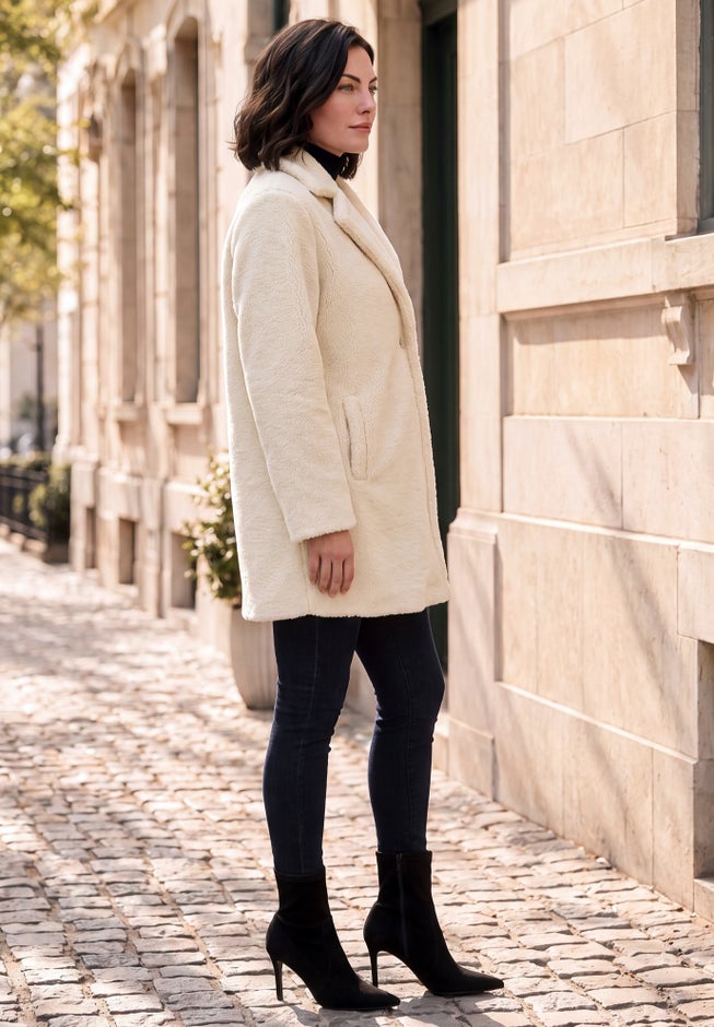 Plus Size Mid Length Teddy Faux Fur Coat image number 2