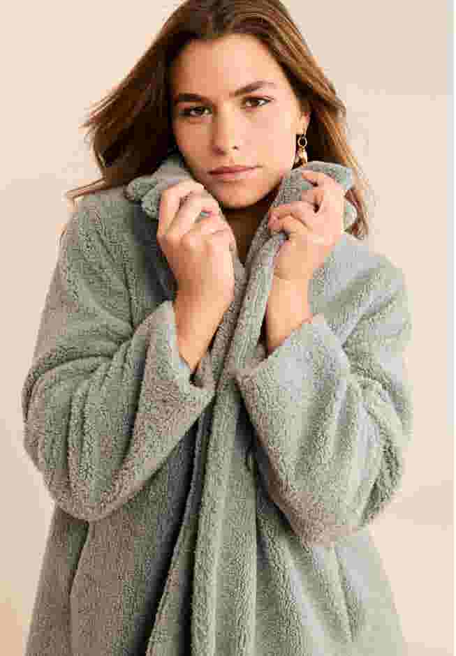 Plus Size Mid Length Teddy Faux Fur Coat image number 1