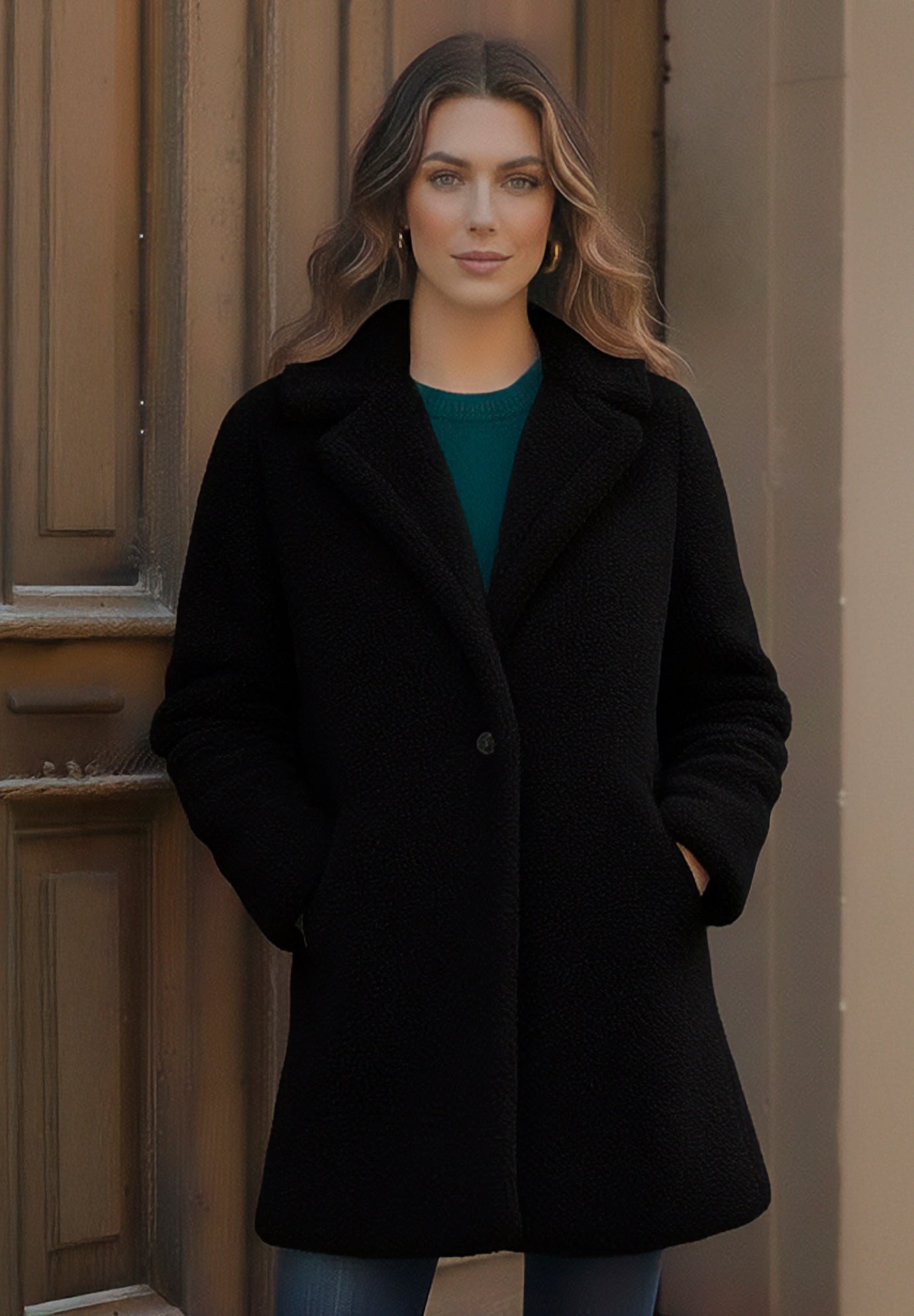 Plus Size Mid Length Teddy Faux Fur Coat image number 0