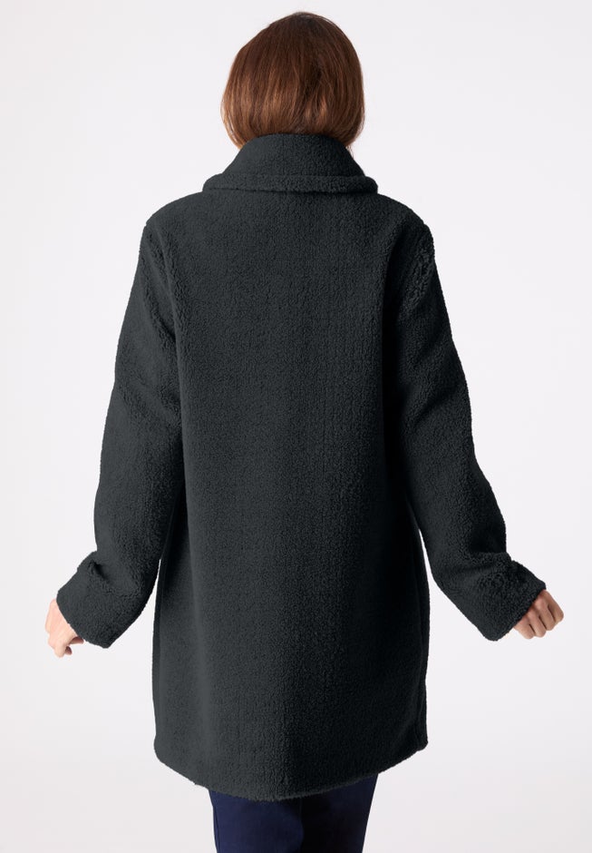 Plus Size Mid Length Teddy Faux Fur Coat image number 1