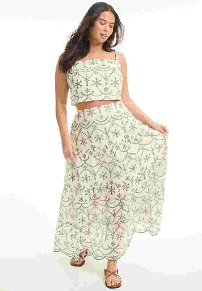 Eyelet Scalloped Hem Maxi Skirt image number 0