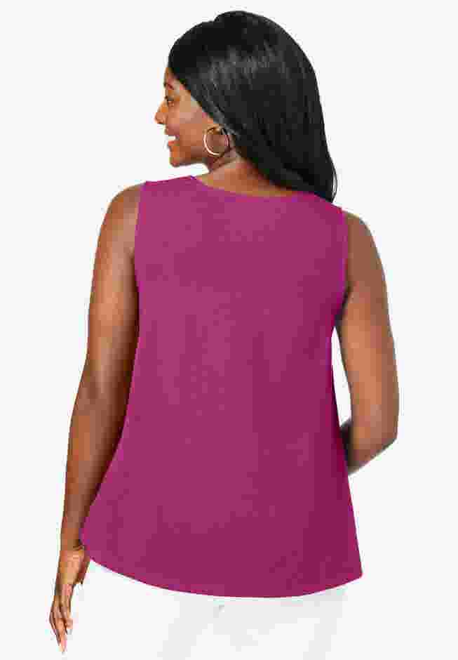 Stretch Cotton V-Neck Trapeze Tank image number 1