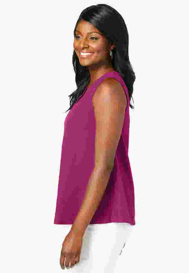 Stretch Cotton V-Neck Trapeze Tank image number 2