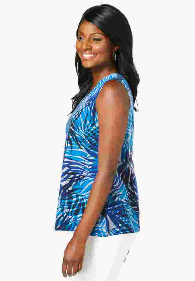 Stretch Cotton V-Neck Trapeze Tank image number 2