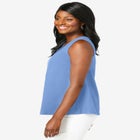 Stretch Cotton V-Neck Trapeze Tank image number null