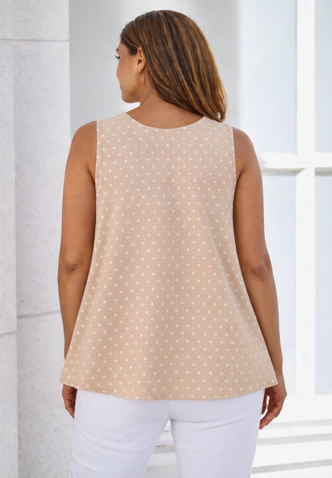 Stretch Cotton V-Neck Trapeze Tank image number 1