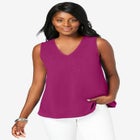 Stretch Cotton V-Neck Trapeze Tank image number null