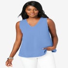 Stretch Cotton V-Neck Trapeze Tank image number null
