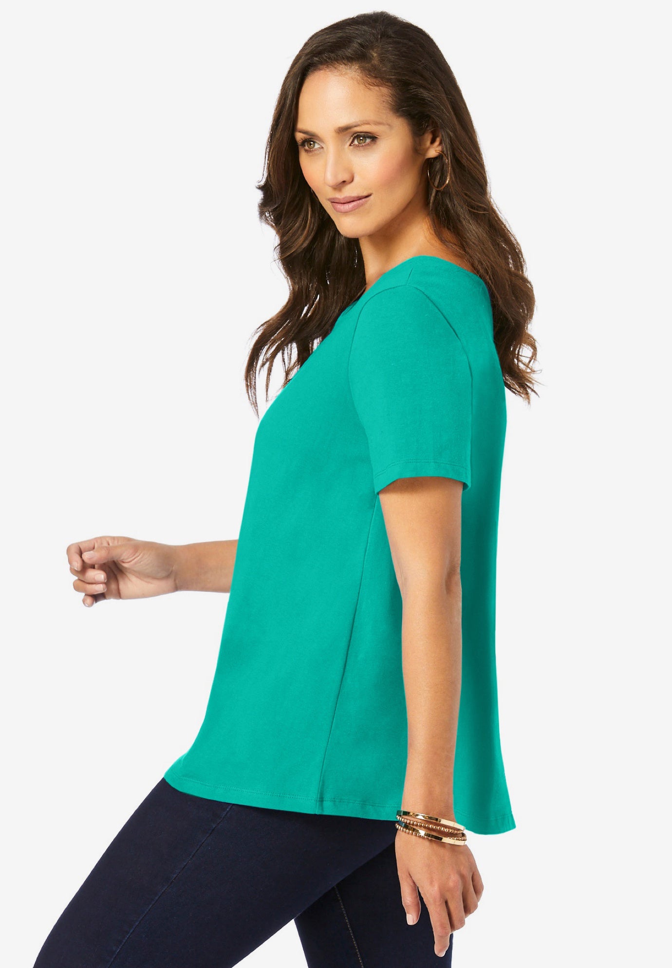 Stretch Cotton Trapeze Tee image number 2