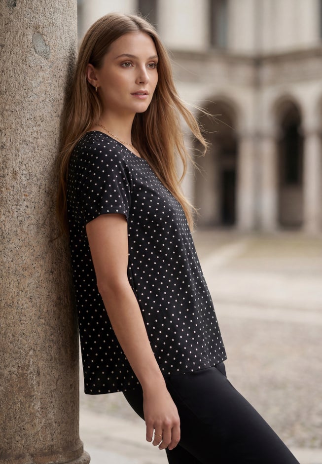 Stretch Cotton Trapeze Tee image number 2